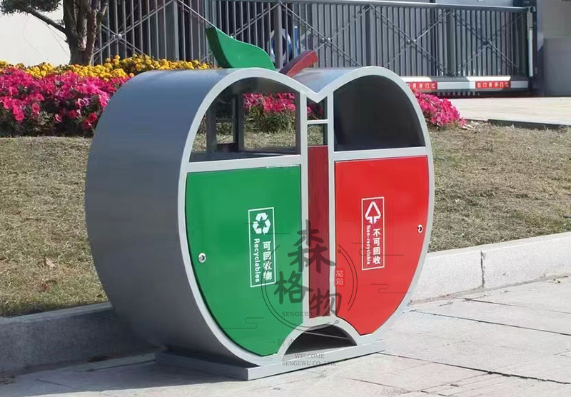 河南花箱案例：苹果造型垃圾桶
